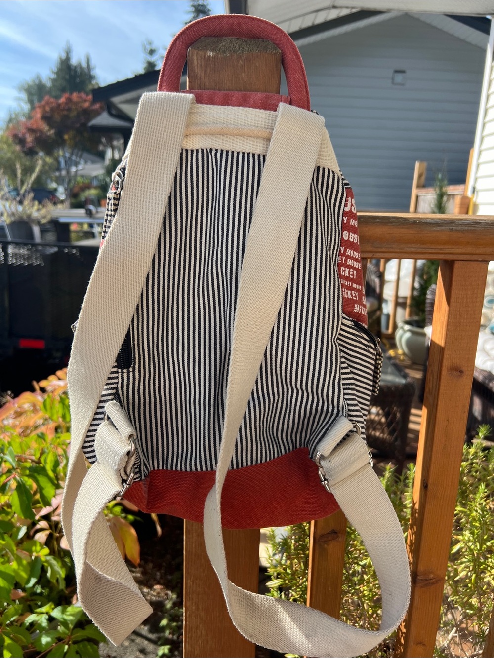 Mickey Mouse Red Canvas Drawstring Backpack - Picture 3 of 6